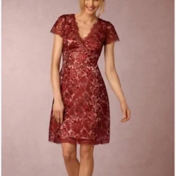 BHLDN Red and Tan Lace ‘Elaine’ Dress by Hitherto - Picture 11 of 11